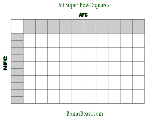 Printable Super Bowl Squares 50 Grid Office Pool All Basketball